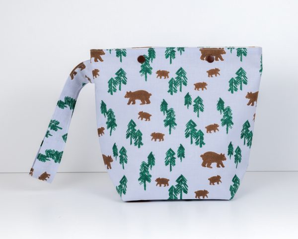 Bears in a forest blue small project bag