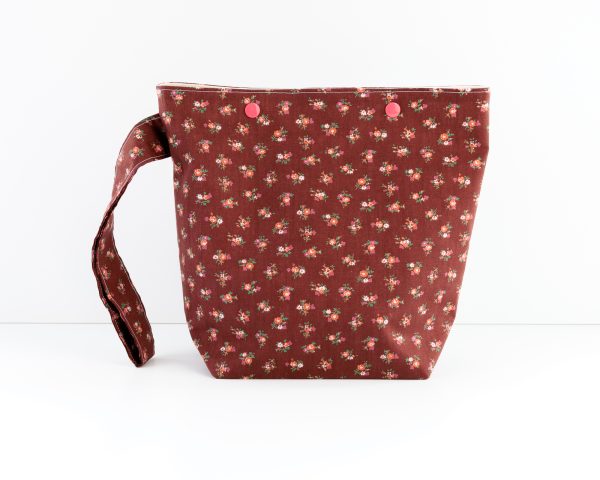 Floral brown small project bag