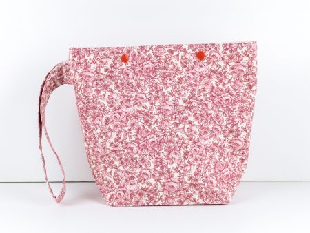 Floral red and white small project bag